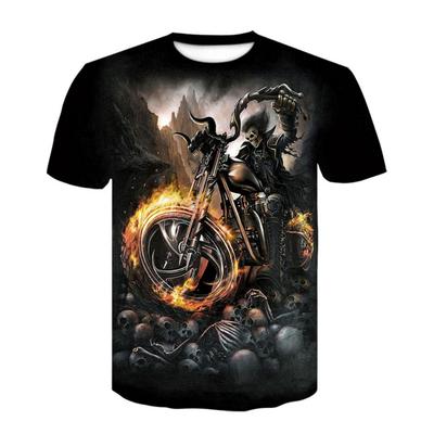 Fashion Trend Men's T-shirt 3D High Quality Printed Short-sleeved Cool T-shirt Skull Motorcycle Personality Street Top