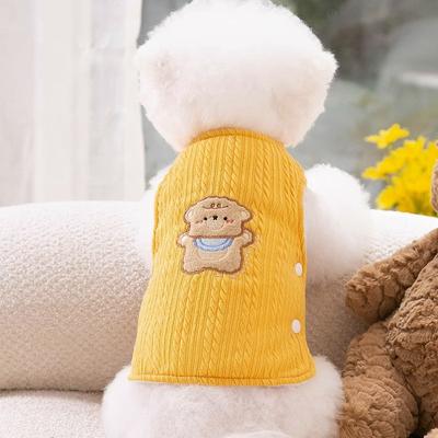 Doppelweste Hundekleidung Herbst und Winter gepolstert verdickt thermische Weste zweibeinig Bär gestrickt Katze Haustierkleidung