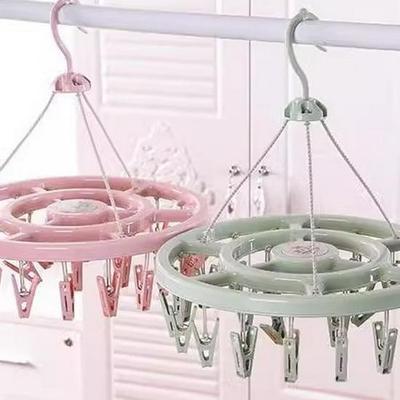 Windproof Plastic Drying Rack with 12 Clips - Ideal for Children's Socks, Baby Clothes, and Underwear.