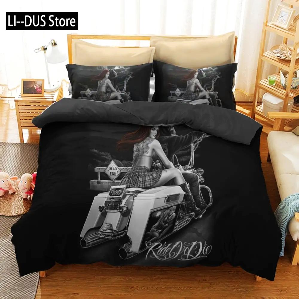 

Human Skeleton Skull 3D Printed Bedding Set Motorcyc and Beauty Duvet Cover Sets Beds Quilt Covers Single Double Queen King Size 135x200cm