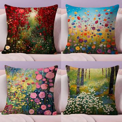 Midsummer Nights Flowers Cushion Cover Short Plush DoubleSided Printing Home Machine Washable In Warm Winter Pillow Cover