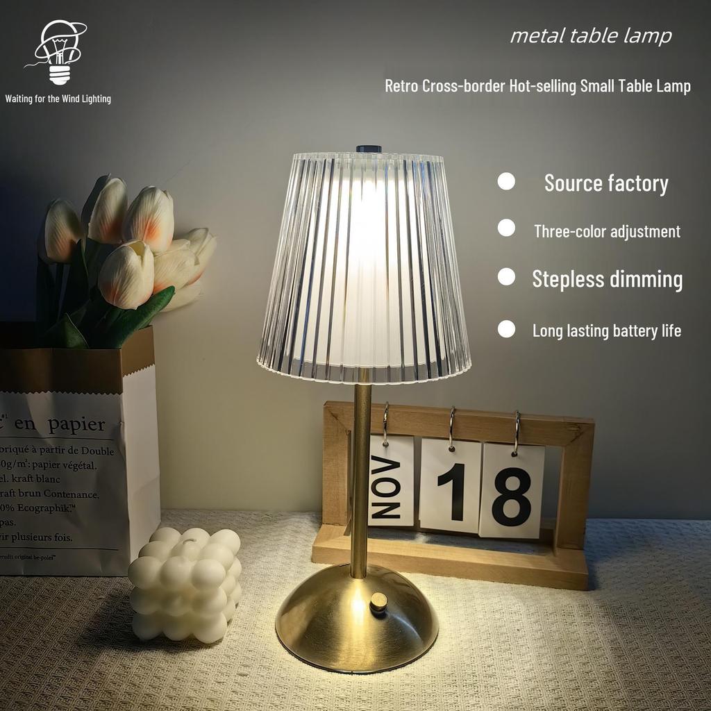 Retro LED Touch Table Lamp with USB Charging for Cafe and Bar Atmosphere
