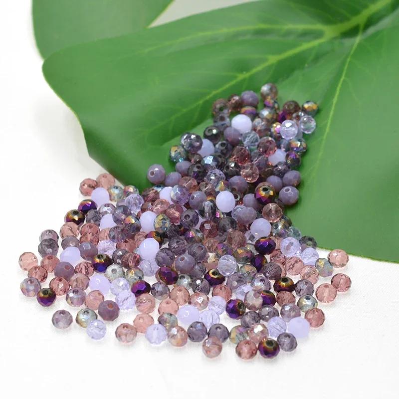 Dark Blue Multicolor 4/6mm 145pcs Rondelle Austria Faceted Crystal Glass Beads Loose Spacer Round Beads for DIY Jewelry Making