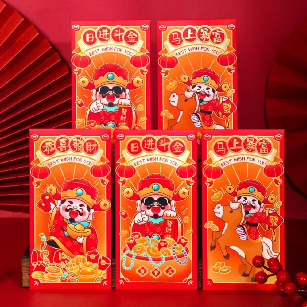 6pcs/set Traditional Spring Festival Red Envelope Chinese Style Lucky Money Packets  Lunar New Year