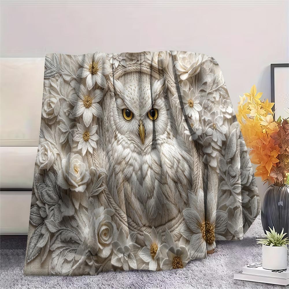 1Pc owl Print Flannel Blanket, High quality Comfortable for All Seasons, Home Decor, Warmth and Comfort, Perfect for Christmas Gifts W67