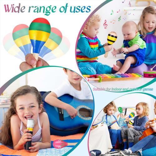 NOLITOY Wooden Maracas, 11cm, Lightweight, for Kids, Set of 4 (Random Styles)