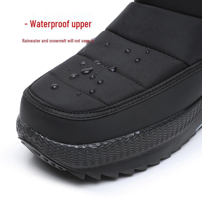 Men's Plus Size Waterproof High-Top Snow Boots with Thickening and Velvet Lining.