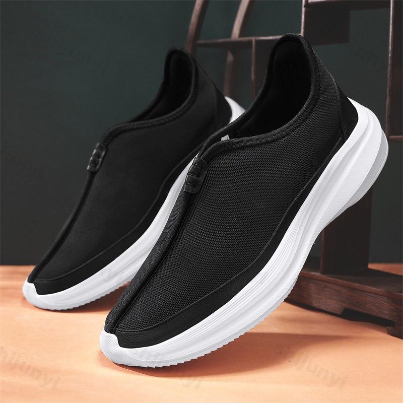 

Модная мужская повседневная обувь 2025 Лето Новый стиль Модный тренд Тканевая спортивная обувь для отдыха Слипоны Холщовые туфли Удобные легкие кроссовки 39 чёрный