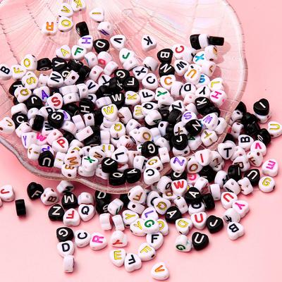 7mm Buchstaben Perlen Herz Spacer Perlen für Schmuckherstellung 100 Stück