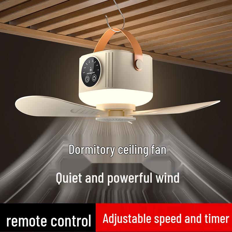Rechargeable Ceiling Fan with Remote Control for Dorms and Camping