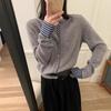 Contrasting color plaid fake two-piece knitted cardigan women's spring and autumn new design sense loose age-reducing sweater jacket