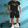 2026 Summer Men's Round Neck Short Sleeve T-shirt and Running Shorts Two Piece Set, Fashionable Outdoor Sports and Leisure Set