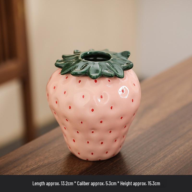 Luxury Strawberry Ceramic Vase: Stylish Home Decor Ornament for Living Room