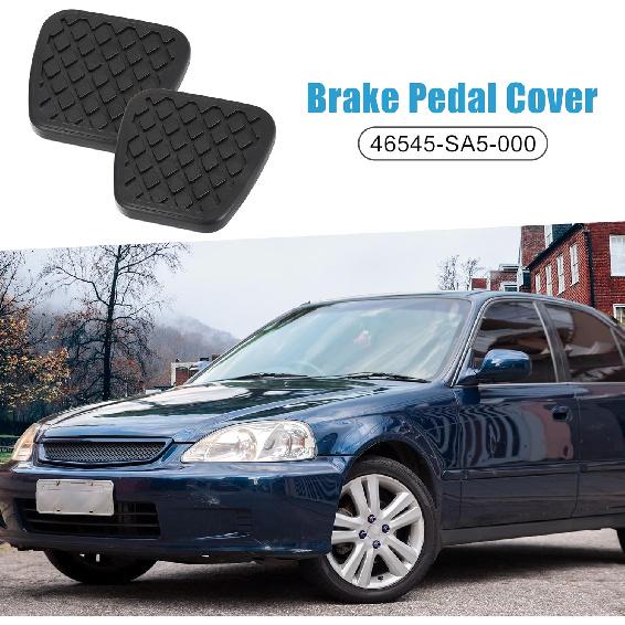 Brake Clutch Pedal Pad Cover 46545-SA5-000 for Honda Civic 1984-1986 1989-2003 2006-2015 Rubber Black (Set of 2)