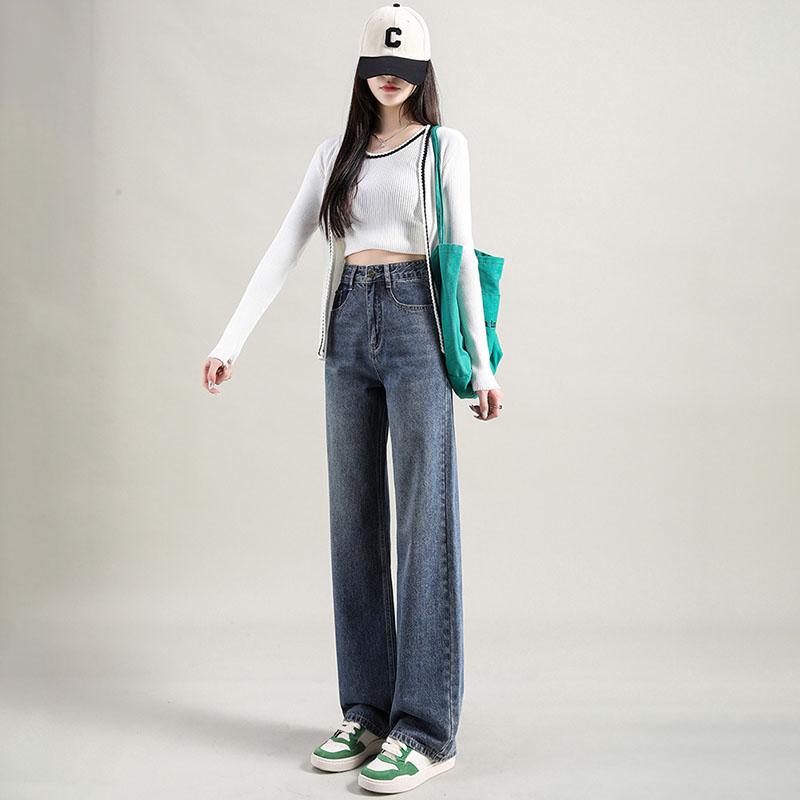 Baggy Jeans Women Casual Wide Leg Pants High Waist Loose Straight Floor Denim Pants Blue Jeans Vintage Clothes Spring and Summer