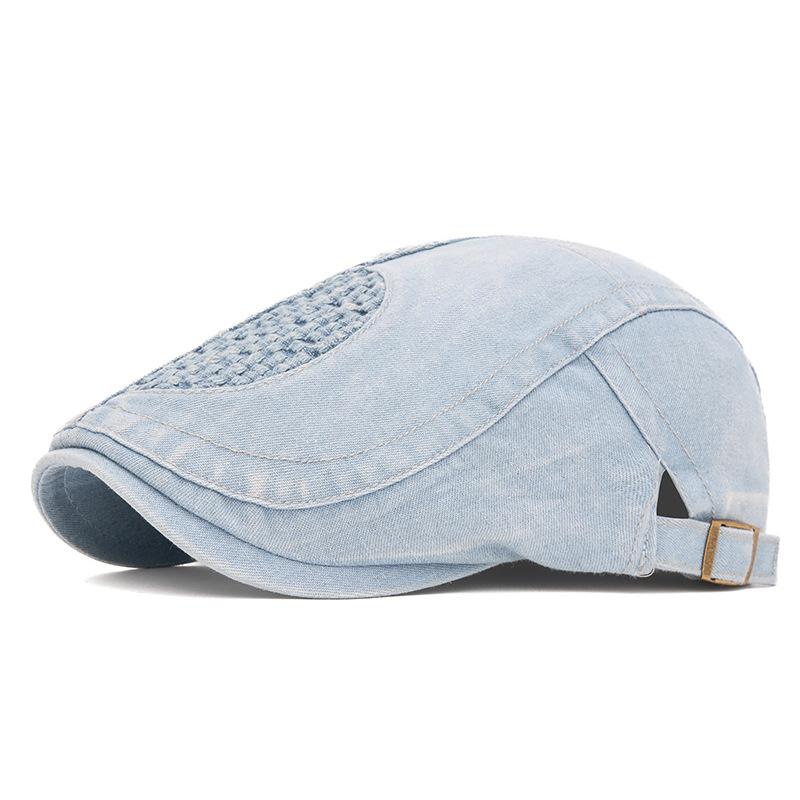Herbst Schirmmütze Herren Britische Vintage Schiebermütze Denim Kappe Baskenmütze