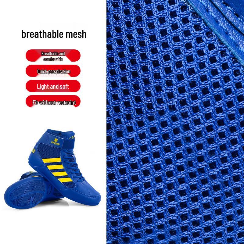 Unisex High-Top Boxing and Sanda Training Shoes, Indoor/Outdoor MMA and Wrestling Shoes for Adults and Children.