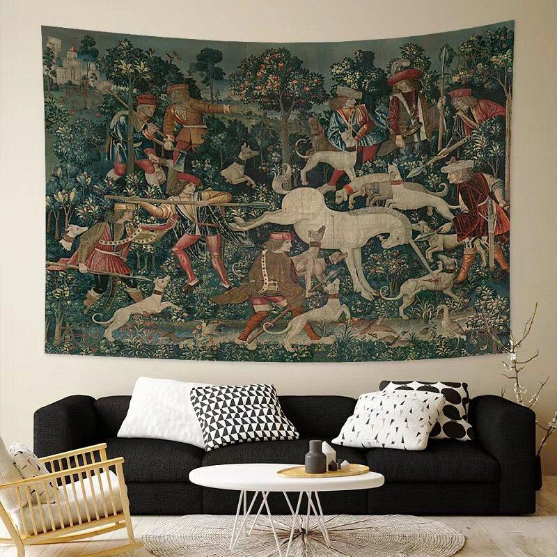 Phoenix Unicorn Series Retro Ethnic Style Tapestry Nordic INS Wall Art Hanging Cloth for Living Room Bedroom Headboard