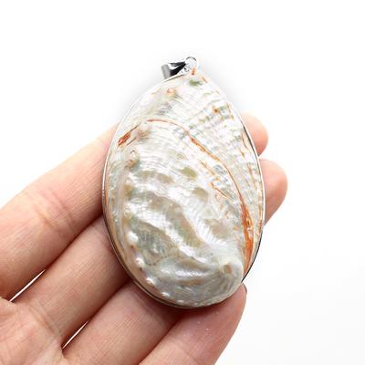 1 Stück Anhänger aus natürlicher Muschel, handgefertigte ovale Charms zur Schmuckherstellung, DIY-Halskettenzubehör, Basteln, 35 x 55 mm