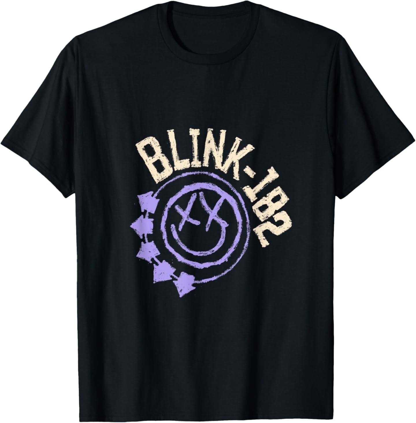 Official Blink-182 Purple Smiley Logo T-Shirt Mens Womens Tees Top 3XL