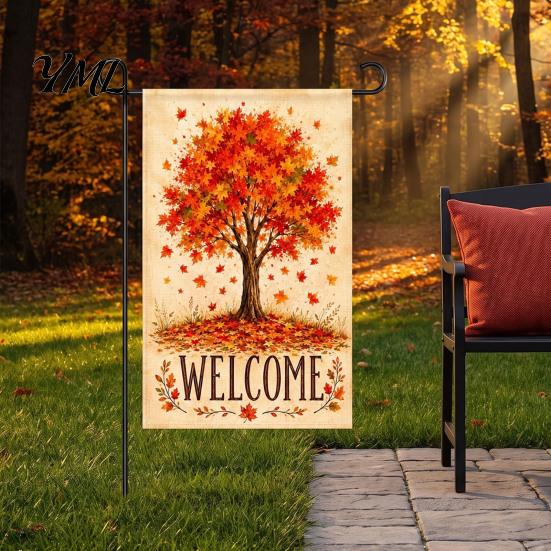 Decorative Pieces for Front Wall Stacked Pumpkin Garden Flag, Burlap Look Fall Outdoor Decor, Accents Indoor Double Sided Holiday Yard Banner,