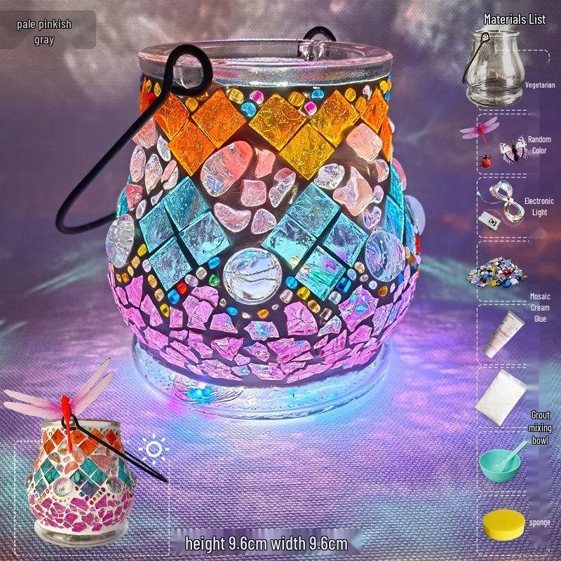 Glass Mosaic Candle Holder DIY Kit: Handmade Parent-Child Educational Toy for Children's Day