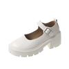 Small leather shoes women's spring new British college style bright leather high heels single shoes round head platform Mary Jane shoes women