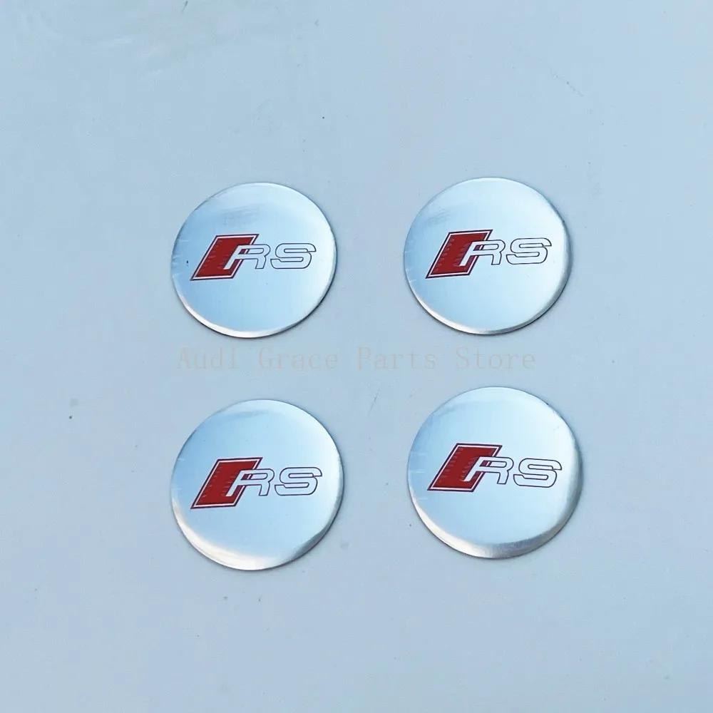 For Audi A34Pcs For Audi A1 A3 A4 A5 A6 A7 Q3 Q5 Q7 RS3 RS4 RS5 S3 S4 56mm Car Wheel Hub Cap Center Sticker Emblem Badge Decal Accessories