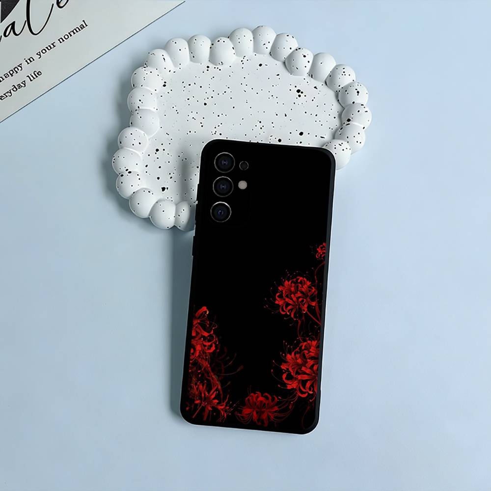 Tokyo-Red Spider Lily-Ghoul Black Soft Silicone Phone Case for Samsung S25, S24, S21, S22, S23, S30, Ultra, S20, Plus, FE, Lite