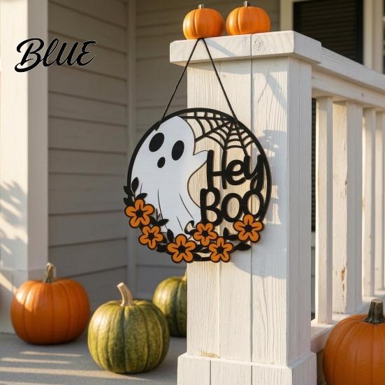 Halloween Door Sign Ghost Sign Cute Boo Hanger Spooky Gifts for Lovers Hanging Welcome Porch Yard Wall Home Party Decor Fall Seasonal Accents