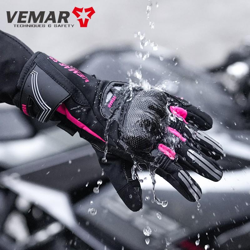 VEMAR Winter Motorcycle Gloves Men Women Windproof Waterproof Thermal Lined Cycling Protective Gear Safety Riding