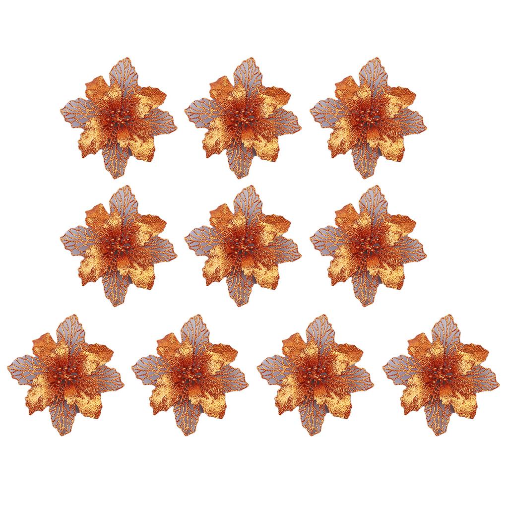 10pcs 11cm Big Artificial Glitter Flower Christmas Tree Pendants Ornament DIY Xmas Party Decoration