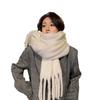 New Winter Mohair Warm Milk Huhu White Scarf Lengthened Solid Color Thickened Scarf Long Shawl