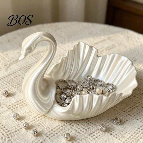 Jewelry Organizer 3D Printed Swan Tray, Shaped Earrings Necklace Ring Trinkets Holder Tray Dish Decorative Keys