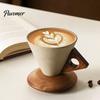 Artistic Frosted Texture Mug Creative Cone Coffee Cup Set with Ergonomic Handle Solid Wood Coaster High-Temperature Office Home 250ml Ceramic Tapered