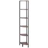 6 Tier Corner Shelf, Tall Corner Stand with LED Light, Wall Shelves Tower Storage Organizer with Metal Frame & Wooden Shelves, Narrow Display Book