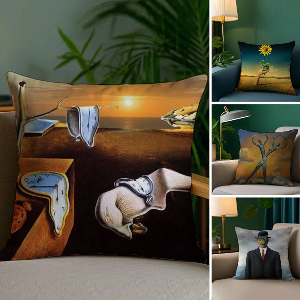 Federa per Cuscino Pop Art Salvador Dalí Divano Soggiorno Camera da Letto Stampa Double-sided Cuscino Quadrato Federa per Cuscino per il Riposo