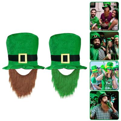 Dzień Świętego Patryka Uroczystość Kapelusz z brodą Motyw festiwalowy Zielony kapelusz kowbojski Koniczyna Shamrock Cylinder Irlandzkie akcesoria