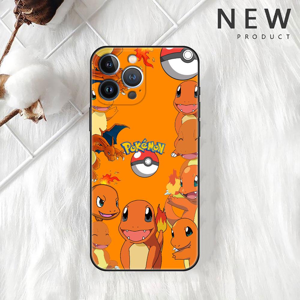 כיסוי לאפל אייפון 11 13 14 12 פרו 7 פלוס XR X XS מקס 6 6S 13 פרו מקס סיליקון שחור פונדה לטלפון פיקה פוקימון חמוד