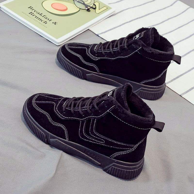 

2025 autumn and winter new velvet high-top canvas shoes women s Korean version versatile student cotton shoes thickened snow Martin boots 40