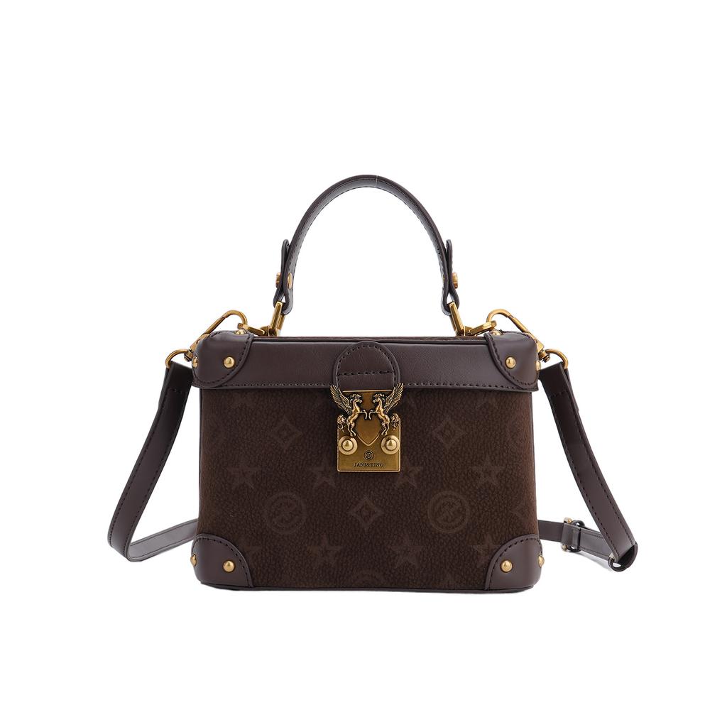 A Niche Velvet Embossed Box Bag for Autumn and Winter, A High-end Handheld Small Square Bag