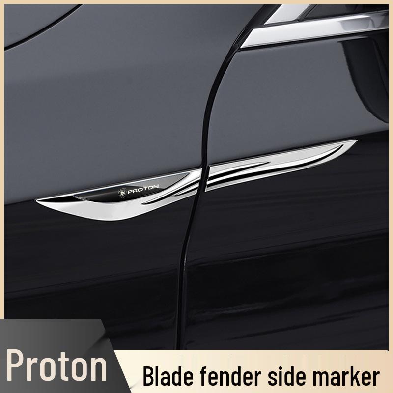 

Proton X70/X50 Stainless Steel Exterior Fender Emblem Sticker Silver Black Blade Sticker, Waterproof Metal