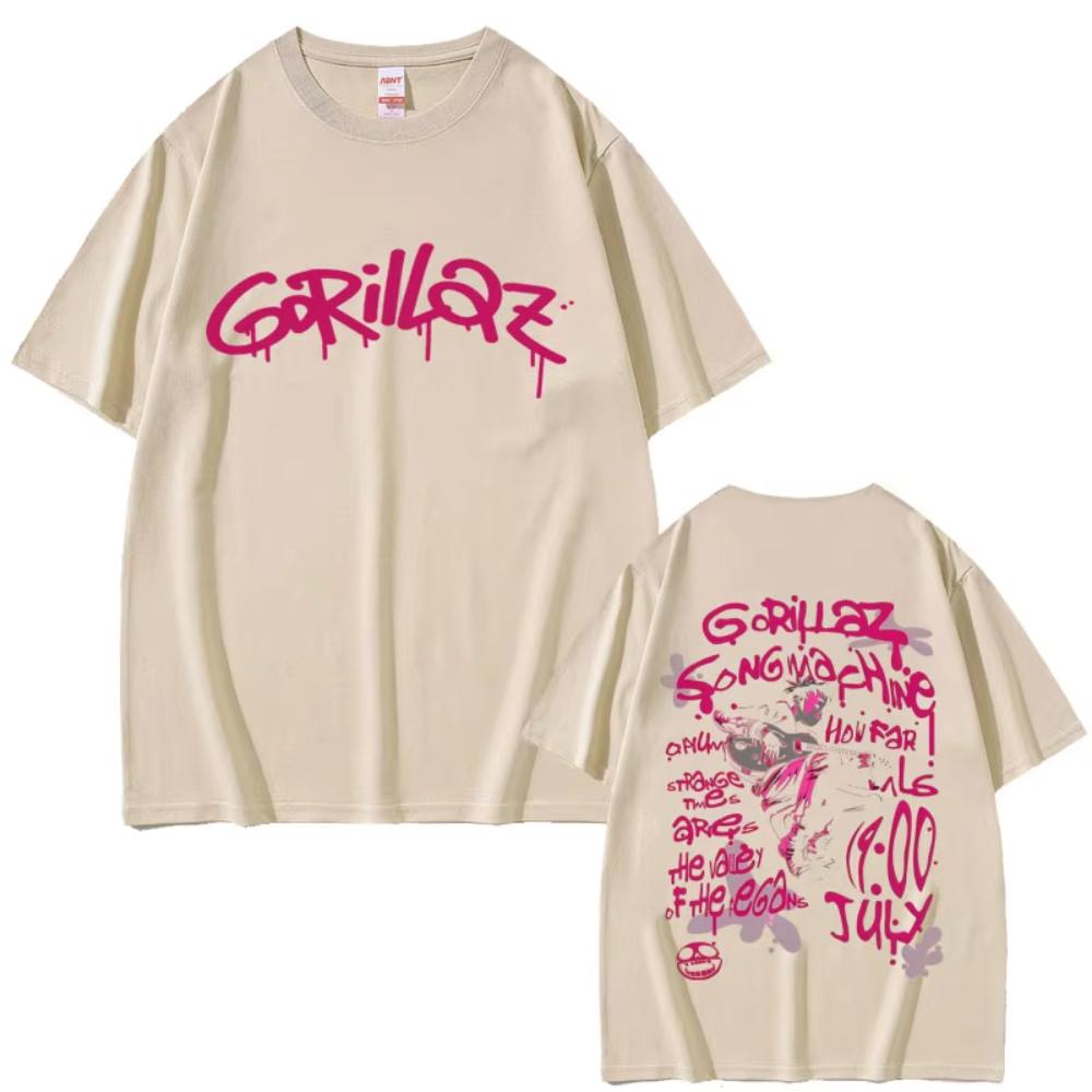 Музыкальная группа Gorillaz Футболка с принтом The Now Now Мужская Женская Мода Повседневная Винтажные Футболки Мужская Повседневная Хлопковые Футболки Оверсайз S
