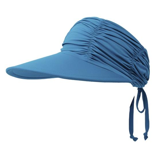 Sun Hat Wide Brim UV Protection Ponytail Hat Pleated Design Elastic Fit Empty Top Hat Summer Beach Travel Outdoor Sports Hat