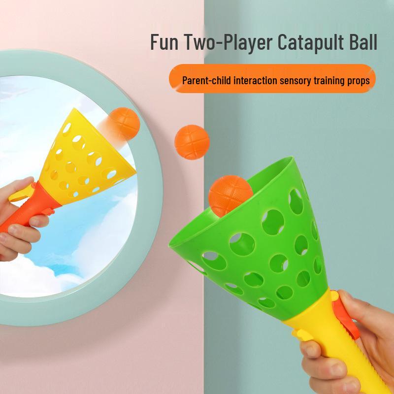 Two-Person Elastic Ball Toy: Parent-Child Catapult Catch Game.