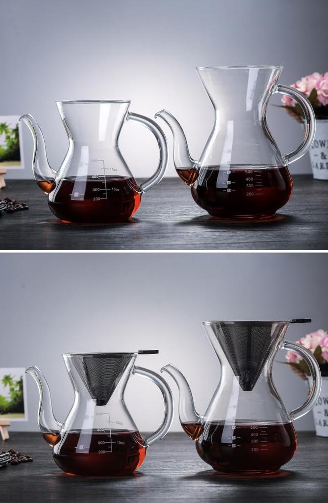 Gugrida Coffee Server, Drip Coffee Server, Hand Drip Coffee Server, Heat and Cold Resistant, High Boron Silica Glass Material (Beak 500ml)