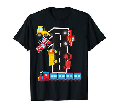 1. Geburtstag Junge Feuerwehrauto Traktor Zug 1 Jahr alt T-Shirt