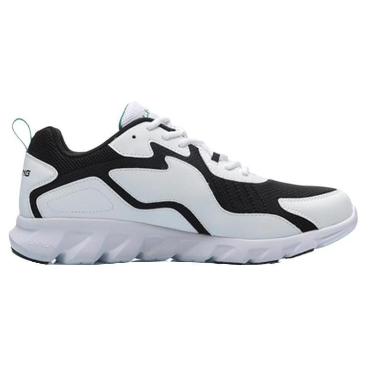 Li Ning Lace Up Leather Slip Resistant Abrasion Resistant Low top Running Shoes Men's Black White ARHP275-4