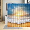 Summer Seaside Shower Curtain Sea Beach Shell Bathroom Decor Palm Tree Ocean Scenery Curtains With Hook Waterproof Wall Covering