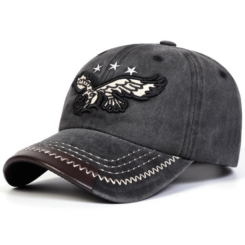 Unisex Eagle Pentagram Embroidery Wash Baseball Caps Spring Autumn Outdoor Adjustable Casual Hats Dad Hat Sunscreen Hat